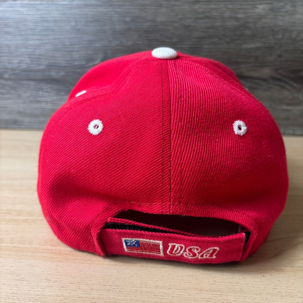 Vintage Eagle Hat Cap Strap Back Red United States USA Patriotic Adjustable - Picture 5 of 9